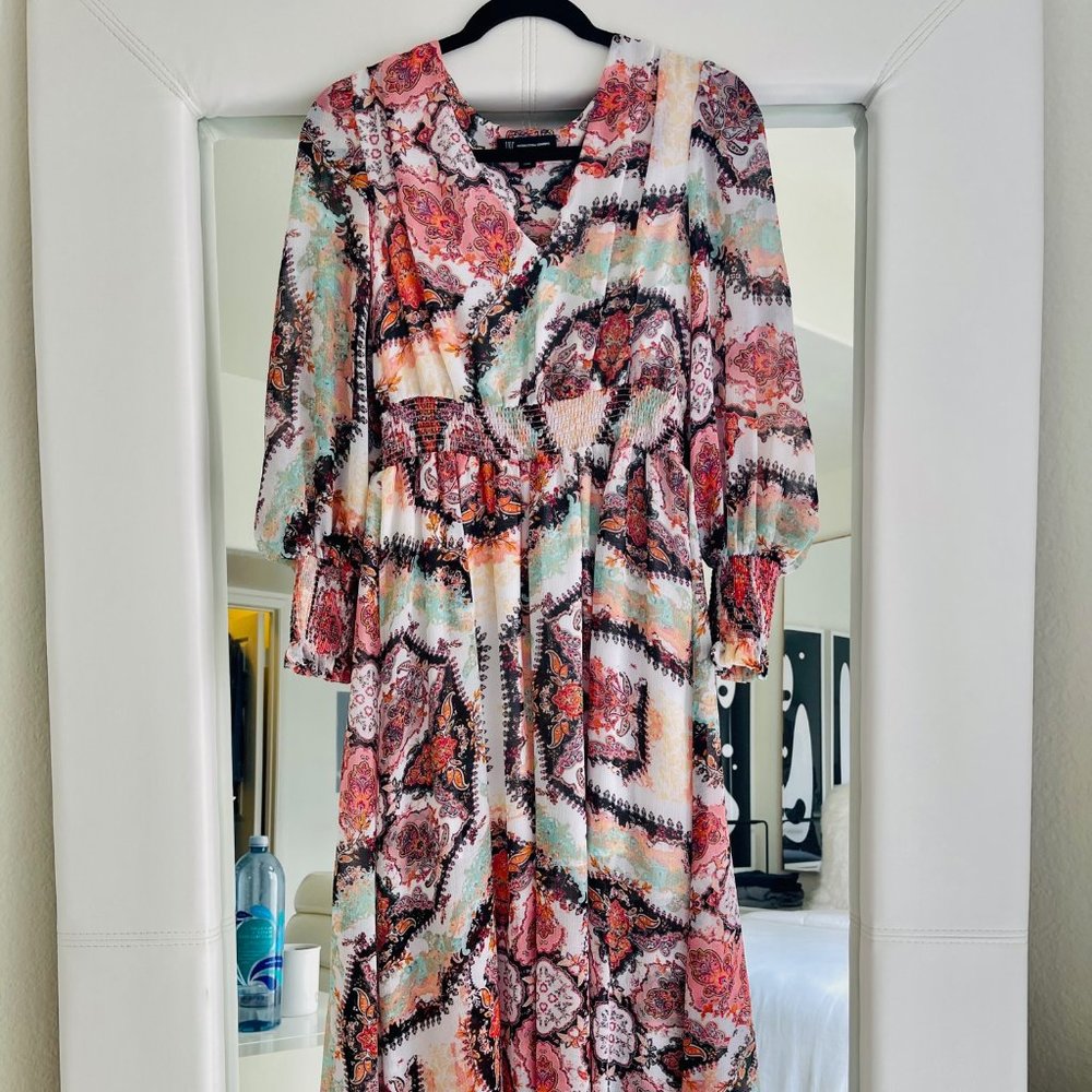 BRAND NEW MULTI COLORED MAXI DRESS BY INC.  Size PS, NEVER WORN.